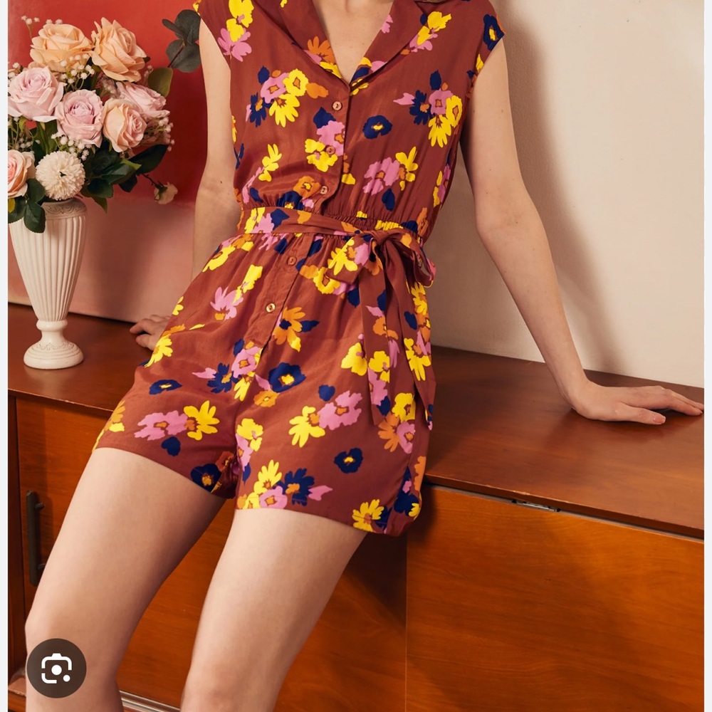 ModCloth Floral Button-Up Romper